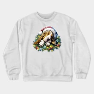 Lazy Basset Hound Dog at Christmas Crewneck Sweatshirt